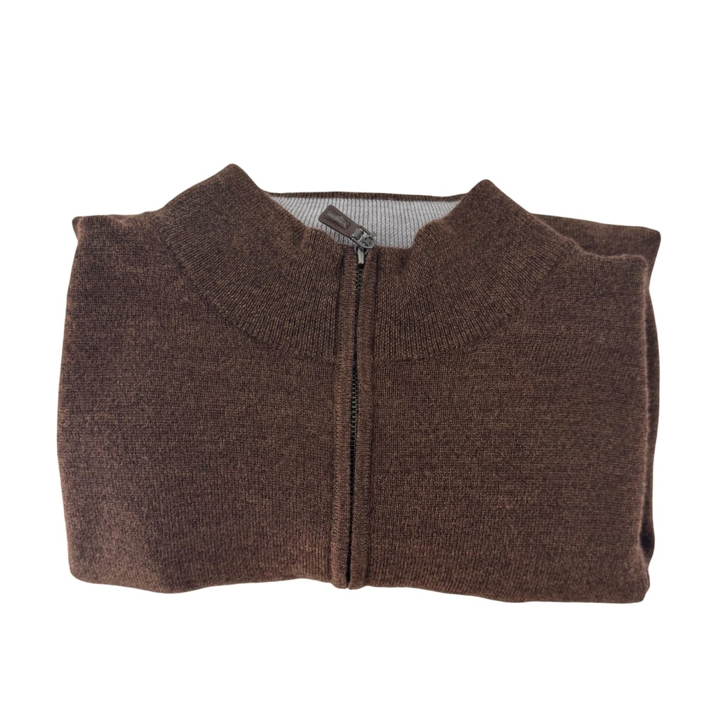 Peter Millar Mens Brown 100% Extrafine Italian Merino Wool Quarter Zip Sweater M - Picture 8 of 10